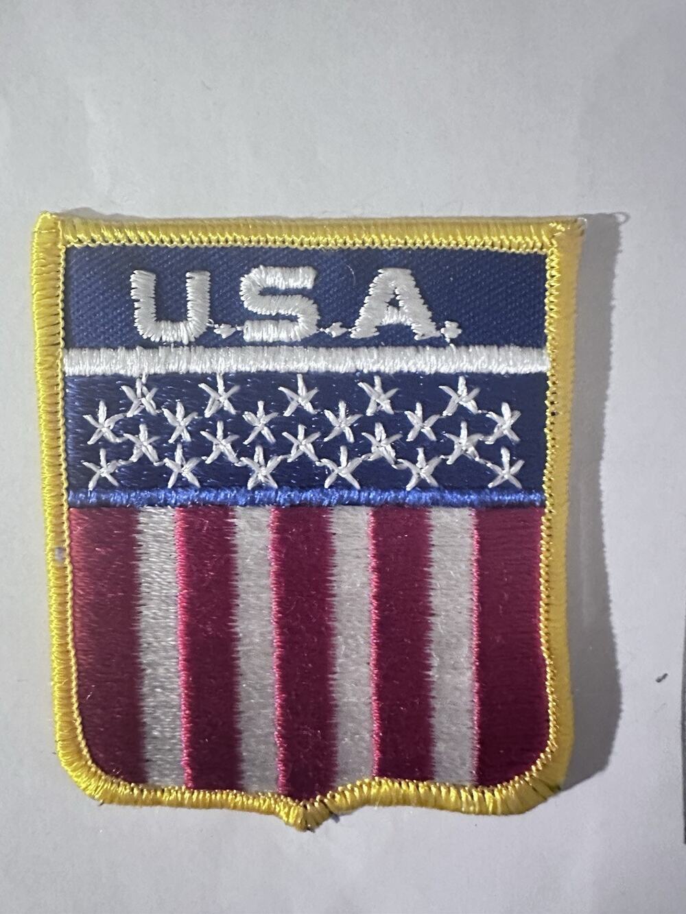 Vintage American Flag Theme USA SHIELD CREST Patch USA Flag Theme Patriotic P19